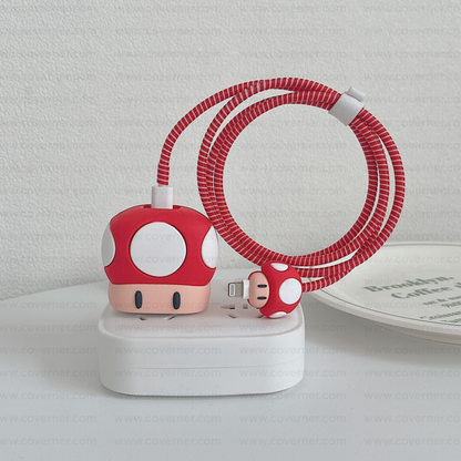Iphone Charger Case Cover - Marioo Bros - 4 Piece Set (With Wire Protector)