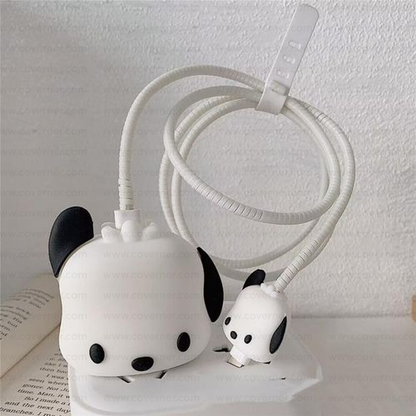 Iphone Charger Case Cover - Sweet Puppy - 4 Piece Set (With Wire Protector)