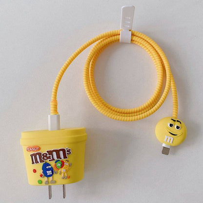Iphone Charger Case Cover - M&M's - 4 Piece Set (With Wire Protector)